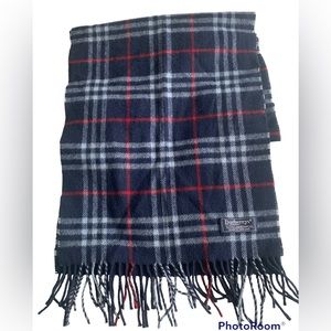 Vintage Burberry Lambswool Blue Novacheck Scarf